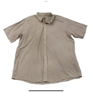 LL Bean Wrinkle Resistant Mens XXL Shirt Button Down Red Gray Cream Check Cotton